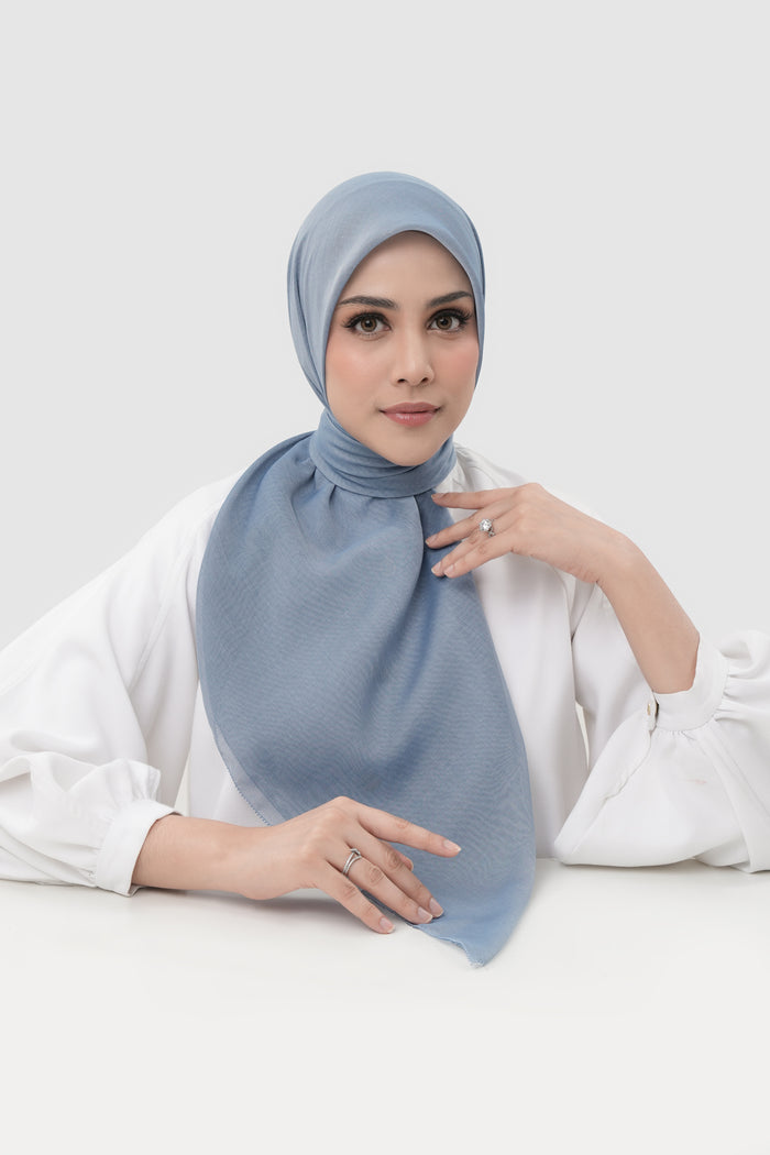 sunday basic square scarf in cloud denim by buttonscarves front view
