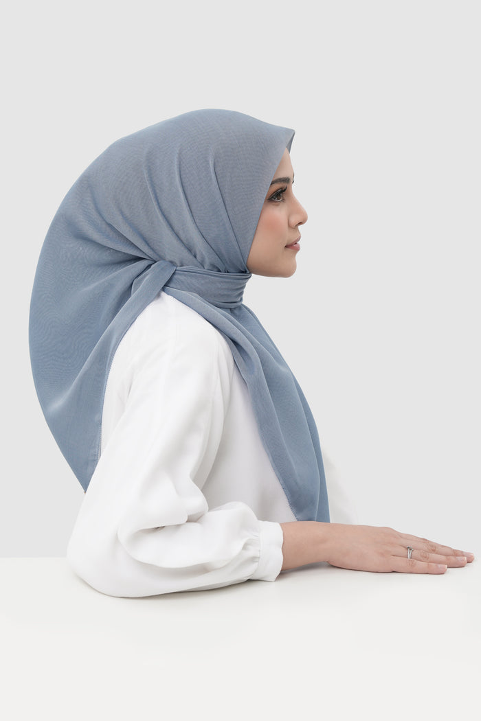 sunday basic square scarf in cloud denim by buttonscarves side view