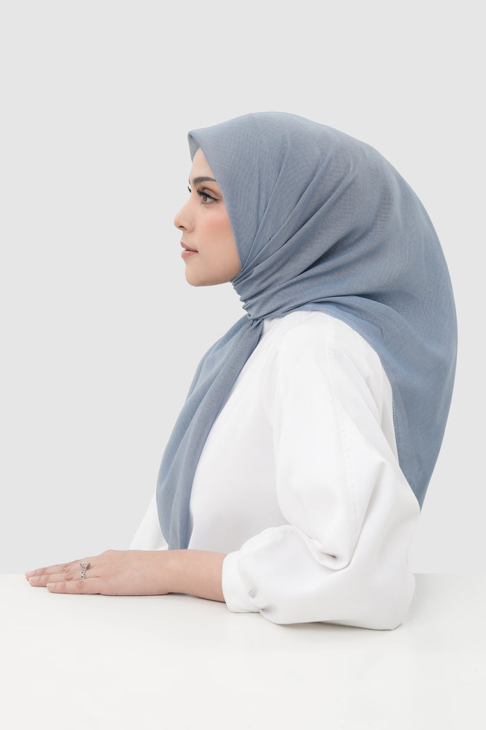 sunday basic square scarf in cloud denim by buttonscarves side view