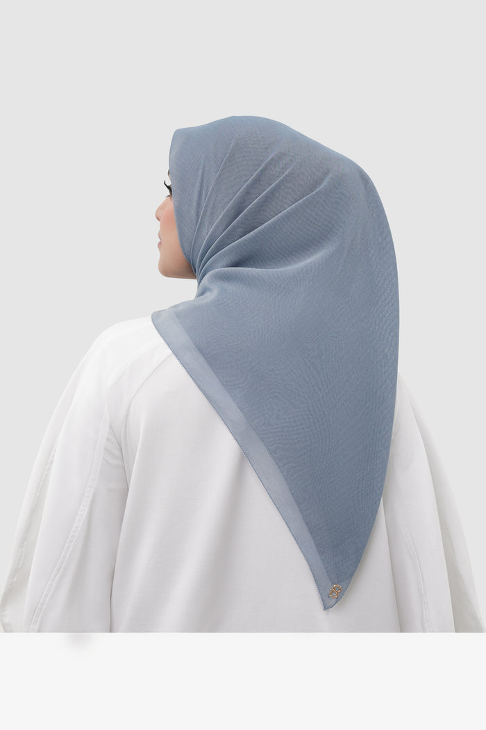sunday basic square scarf in cloud denim by buttonscarves back view