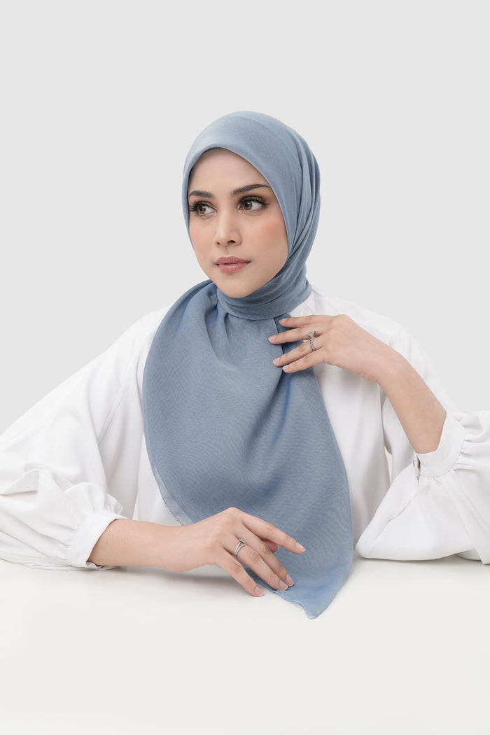 sunday basic square scarf in cloud denim by buttonscarves front view
