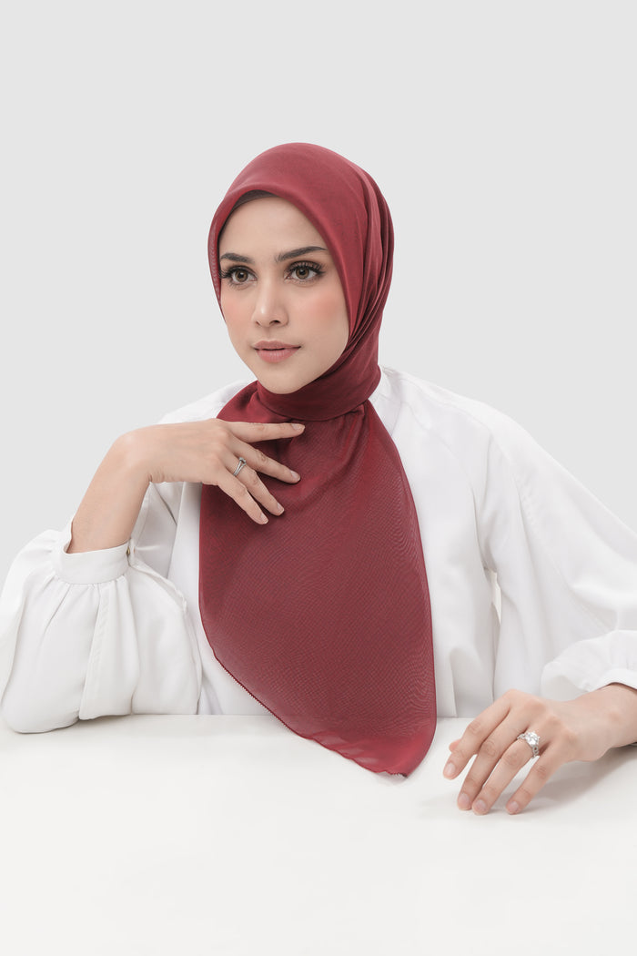 sunday basic square scarf in crimson by buttonscarves front view