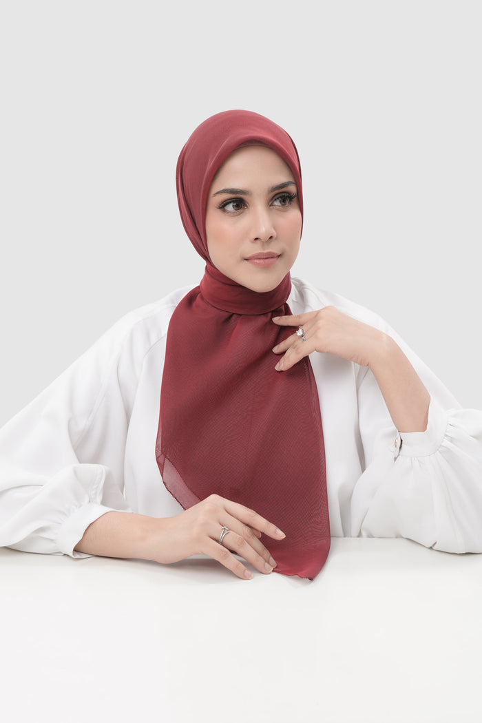 sunday basic square scarf in crimson by buttonscarves front view