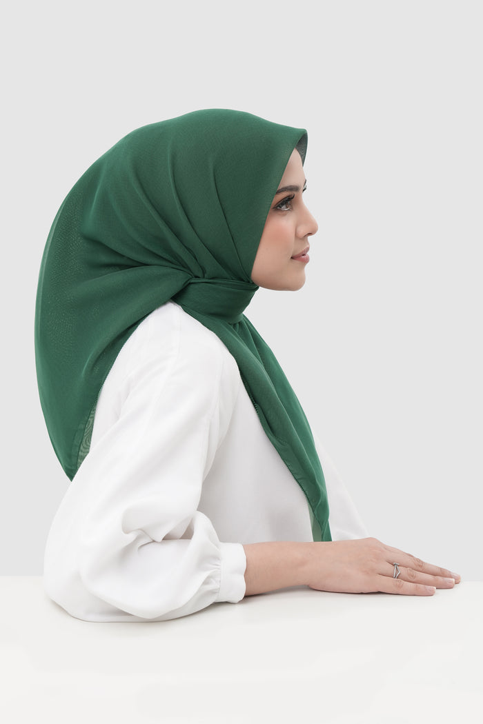 sunday basic square scarf in forest by buttonscarves side view