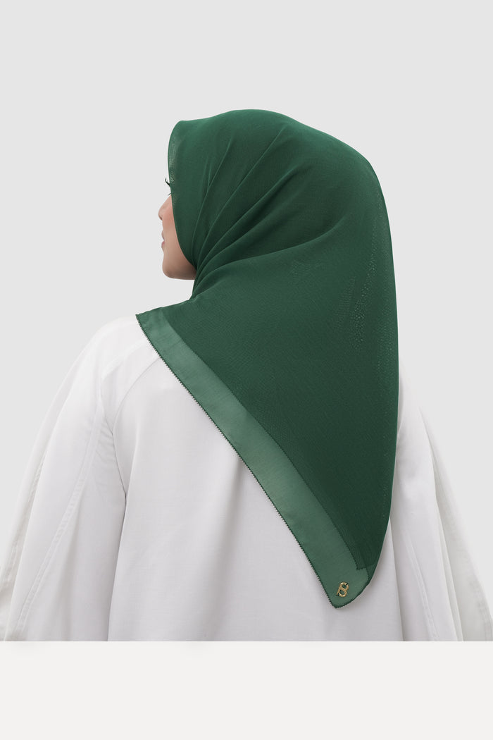 sunday basic square scarf in forest by buttonscarves back view