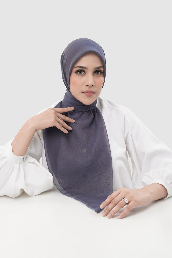 sunday basic square scarf in indigo by buttonscarves front view