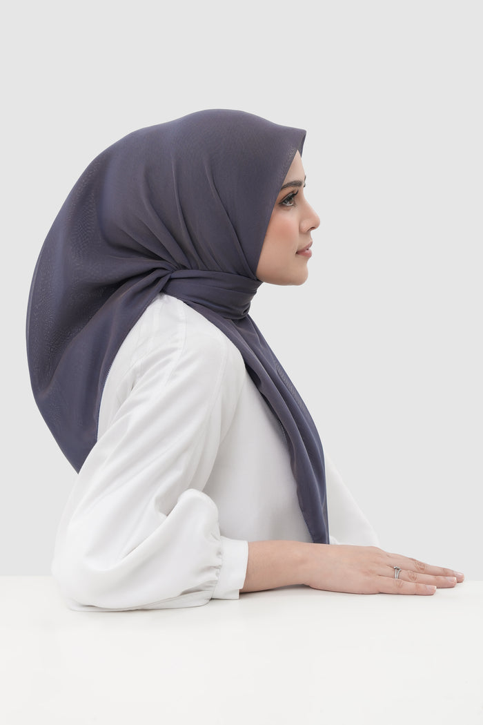 sunday basic square scarf in indigo by buttonscarves side view
