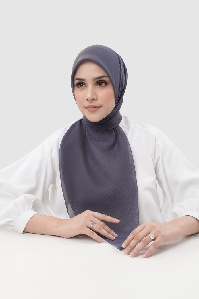 sunday basic square scarf in indigo by buttonscarves front view