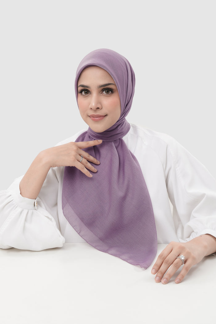sunday basic square scarf in lilac by buttonscarves front view