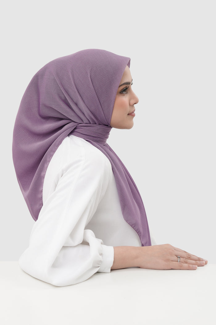sunday basic square scarf in lilac by buttonscarves side view