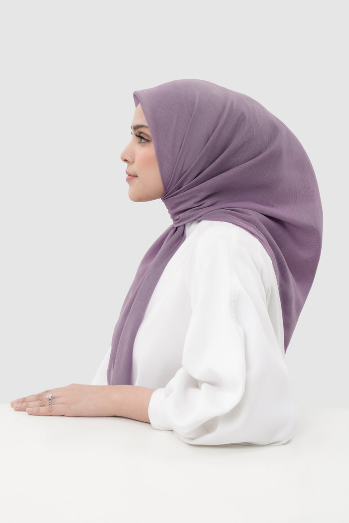 sunday basic square scarf in lilac by buttonscarves side view