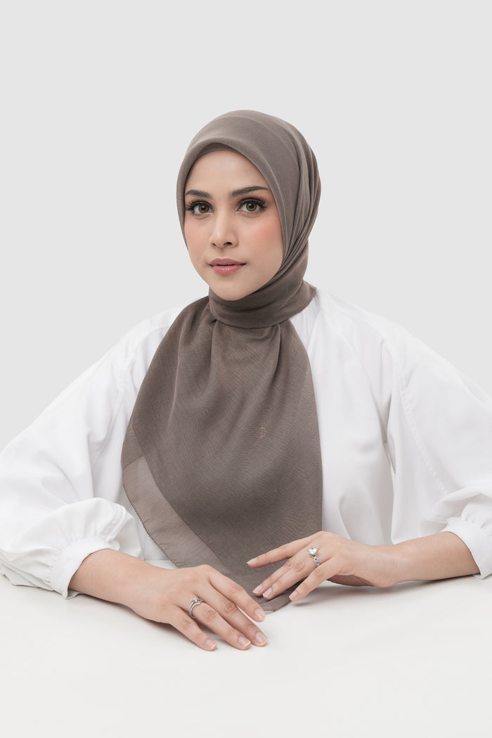 sunday basic square scarf in mocha by buttonscarves front view