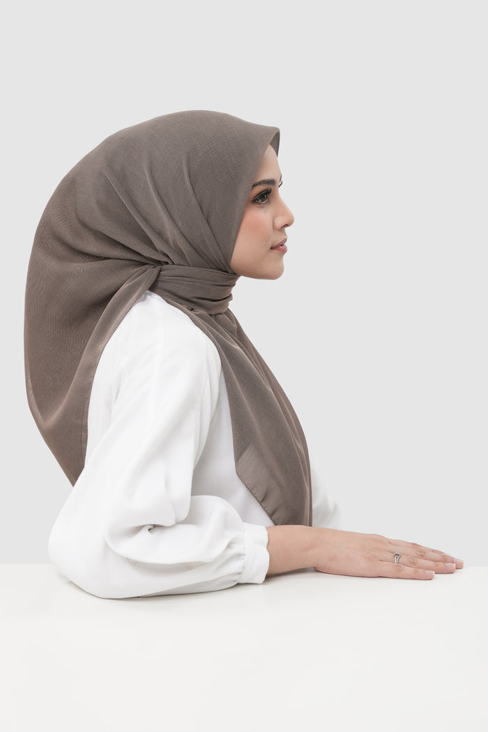 sunday basic square scarf in mocha by buttonscarves side view