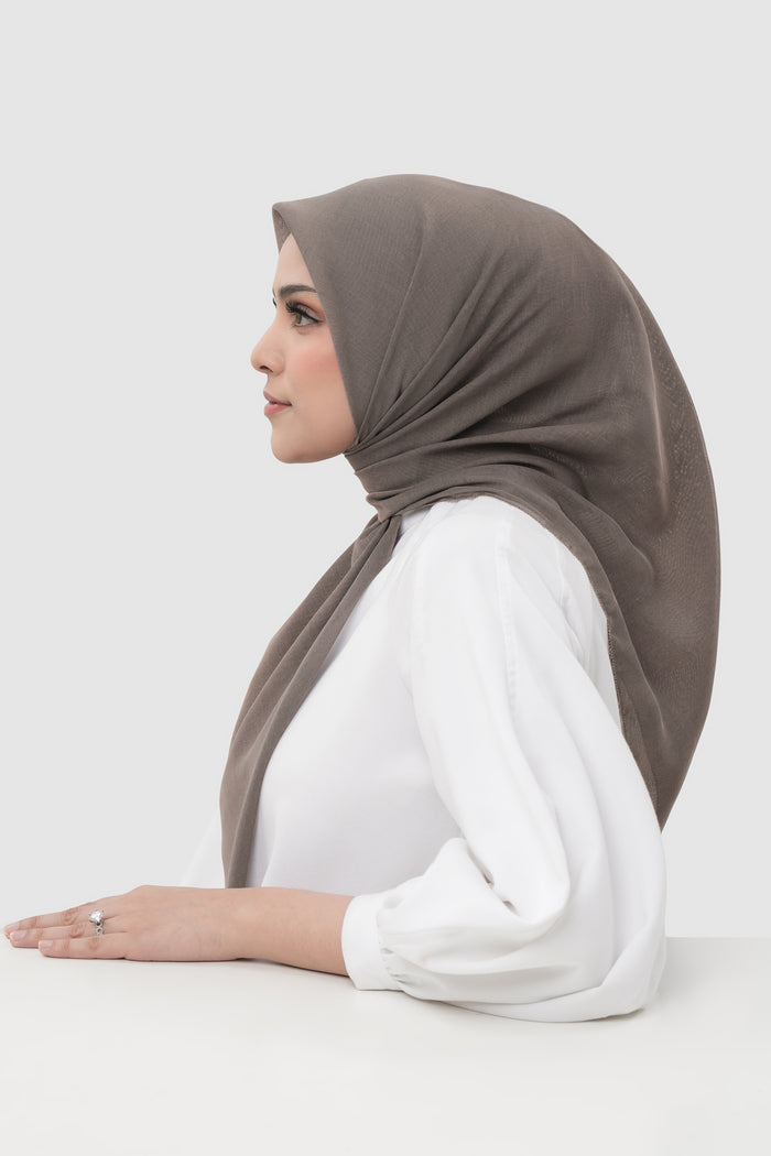 sunday basic square scarf in mocha by buttonscarves side view