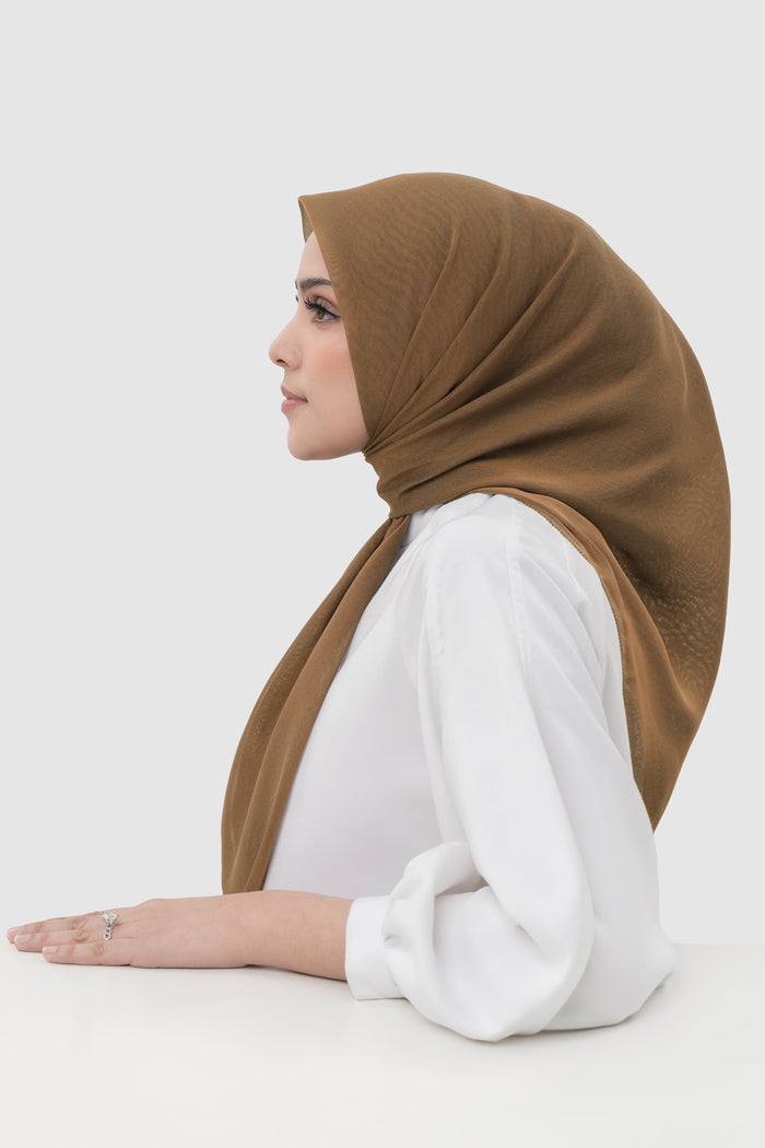 sunday basic square scarf in rustwood by buttonscarves side view