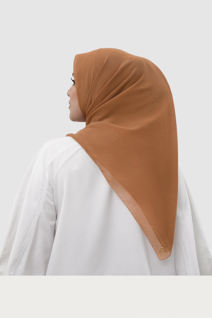 sunday basic square scarf in sahara by buttonscarves back view