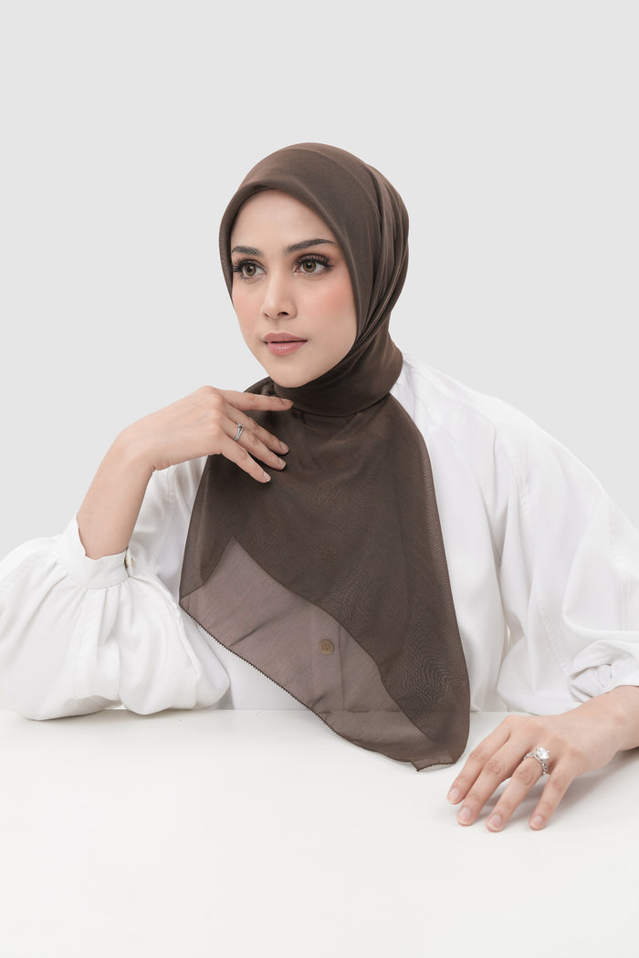 sunday basic square scarf in seal brown by buttonscarves front view