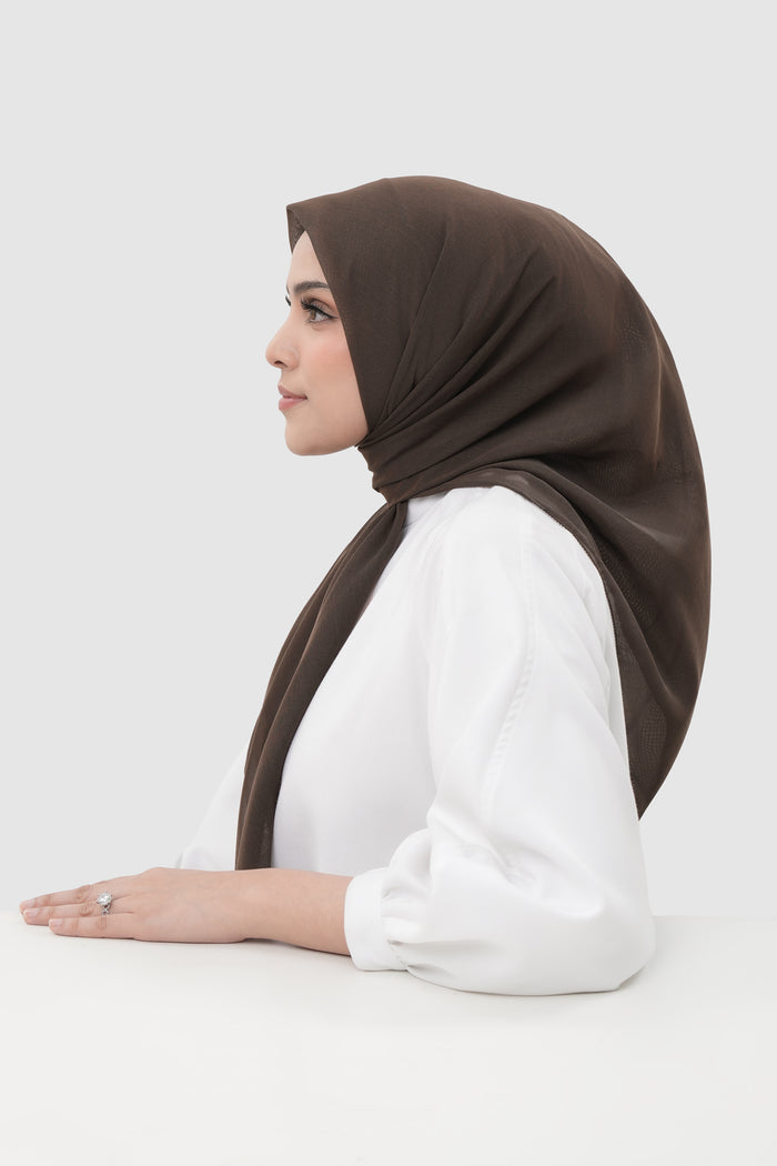 sunday basic square scarf in seal brown by buttonscarves side view