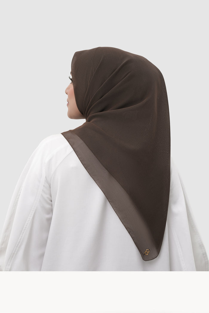 sunday basic square scarf in seal brown by buttonscarves back view