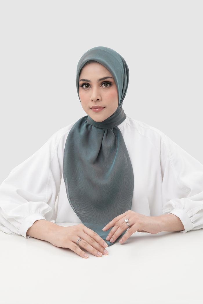 sunday basic square scarf in soft marine by buttonscarves front view