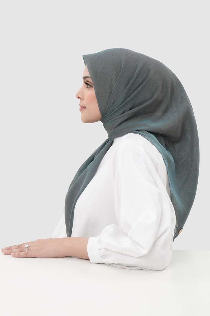 sunday basic square scarf in soft marine by buttonscarves side view