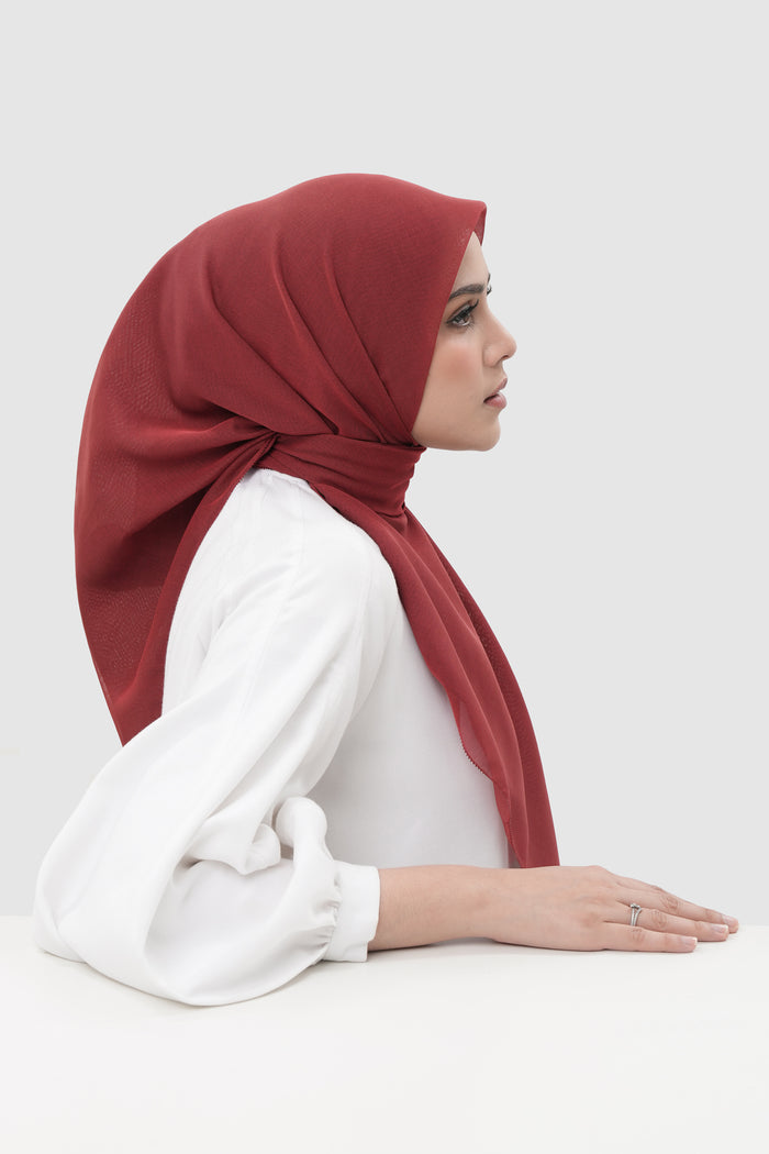 sunday basic square scarf in tomato by buttonscarves side view