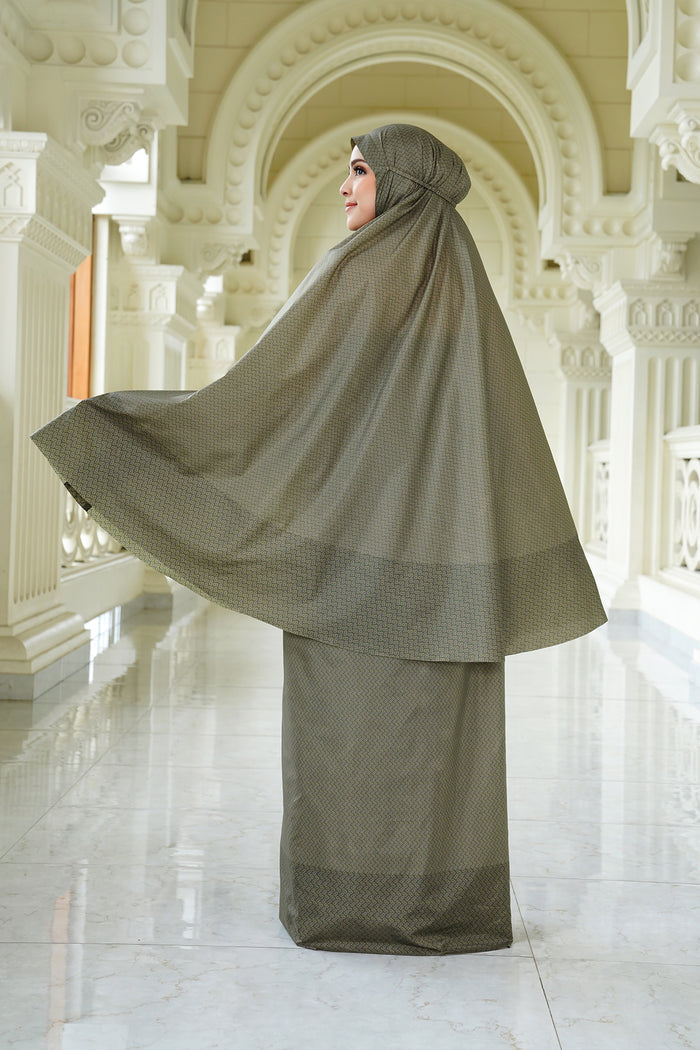 tapis de fleur capsule prayer robe in avocado by buttonscarves back view