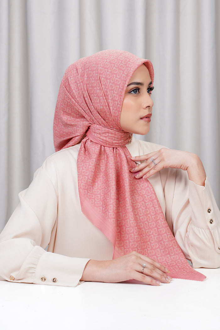 tapis de fleur square scarf in dusty rose by buttonscarves side view