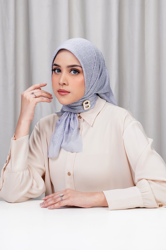 tapis de fleur square scarf in formal gray by buttonscarves front view