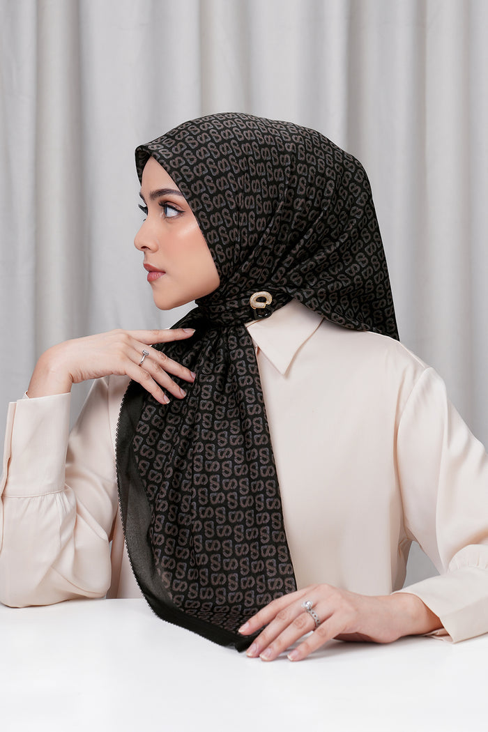 tapis de fleur square scarf in moonless night by buttonscarves side view