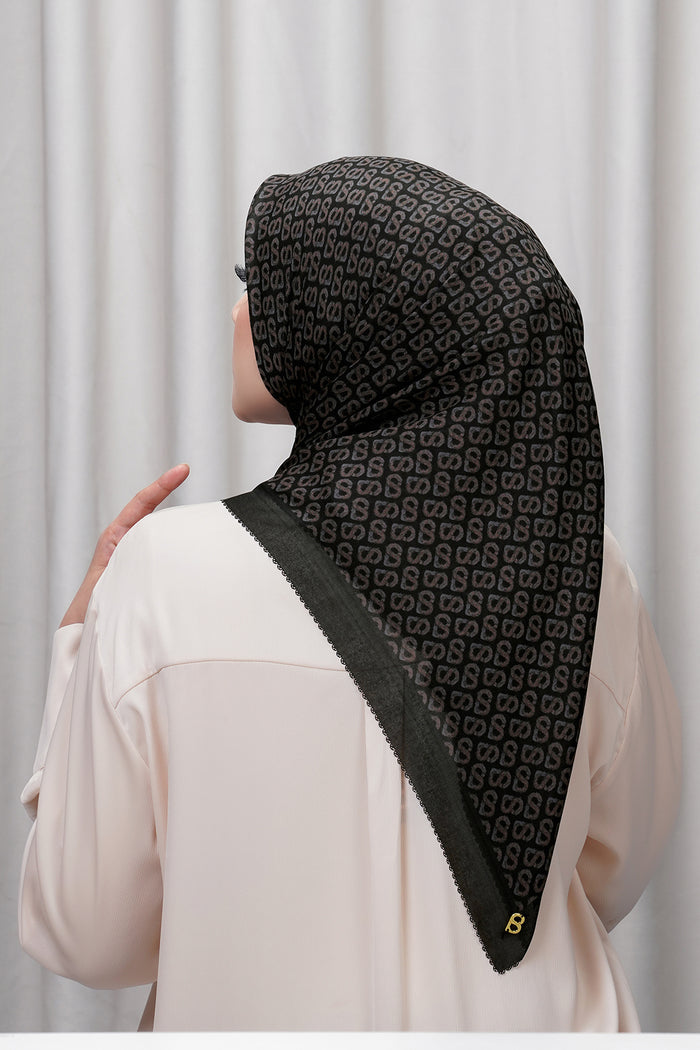 tapis de fleur square scarf in moonless night by buttonscarves back view