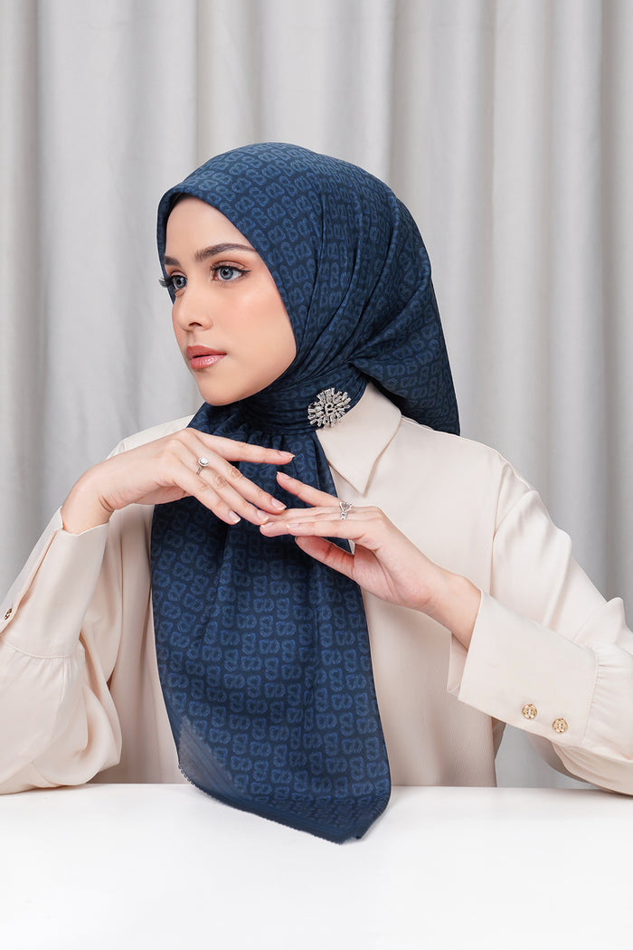 tapis de fleur square scarf in ocean by buttonscarves side view