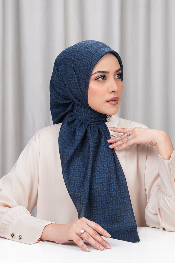 tapis de fleur square scarf in ocean by buttonscarves side view