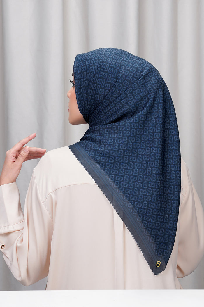 tapis de fleur square scarf in ocean by buttonscarves back view