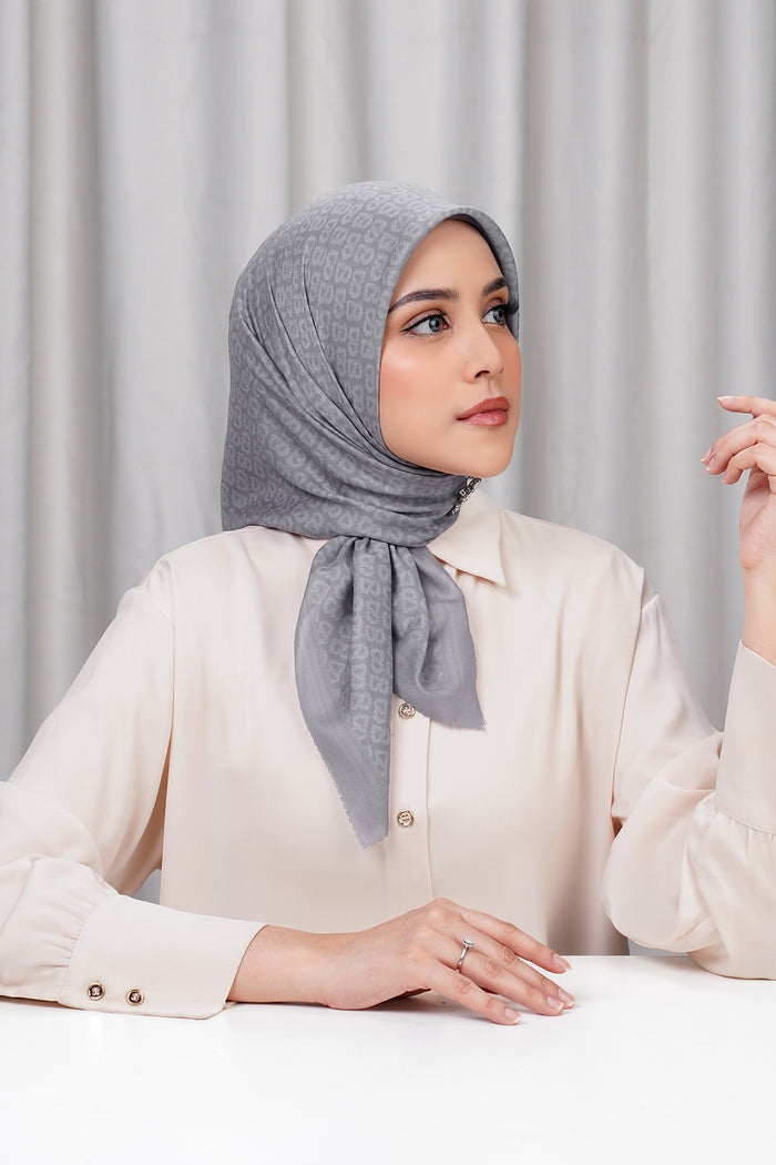 tapis de fleur square scarf in sharkskin by buttonscarves front view