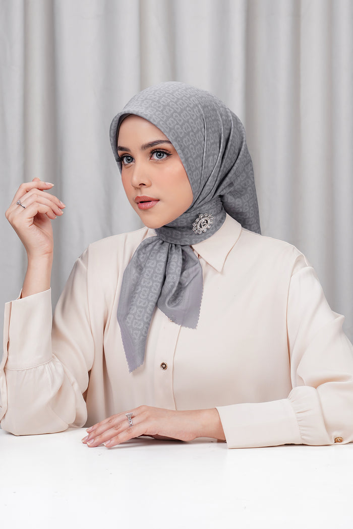 tapis de fleur square scarf in sharkskin by buttonscarves side view