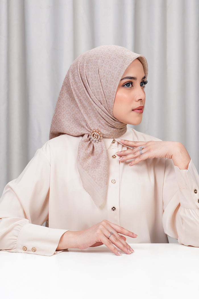 tapis de fleur square scarf in shell by buttonscarves side view