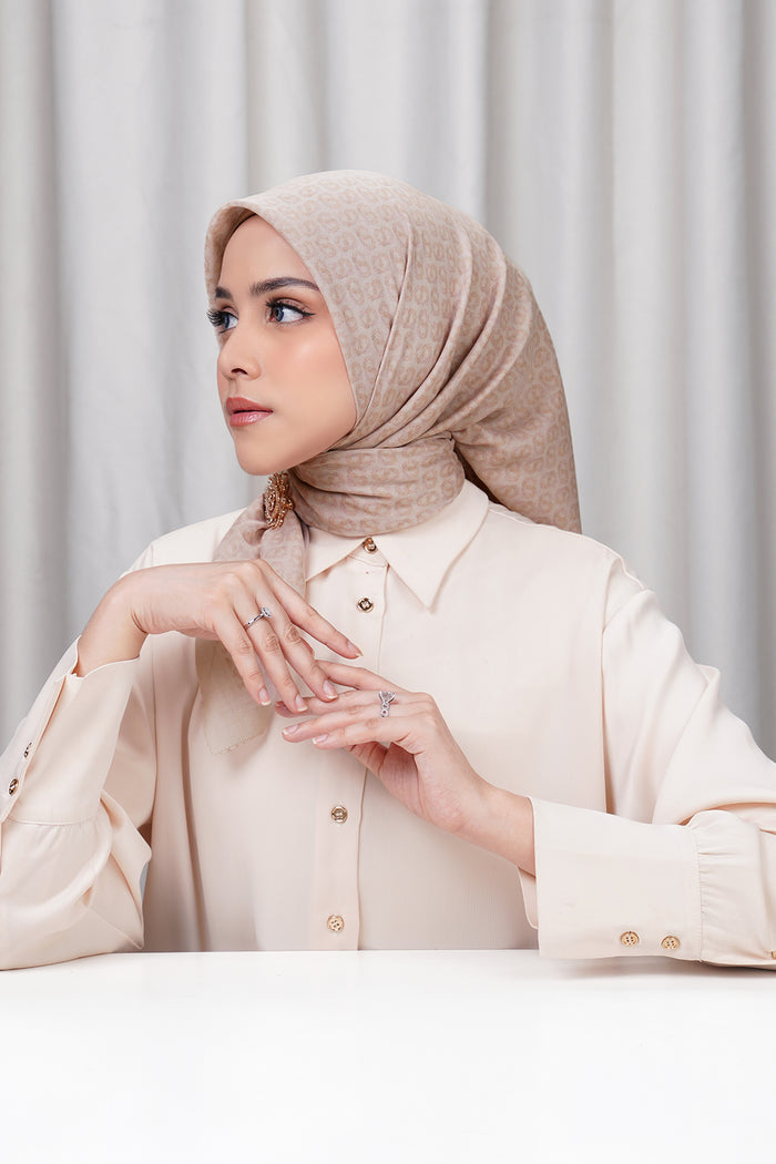 tapis de fleur square scarf in shell by buttonscarves side view