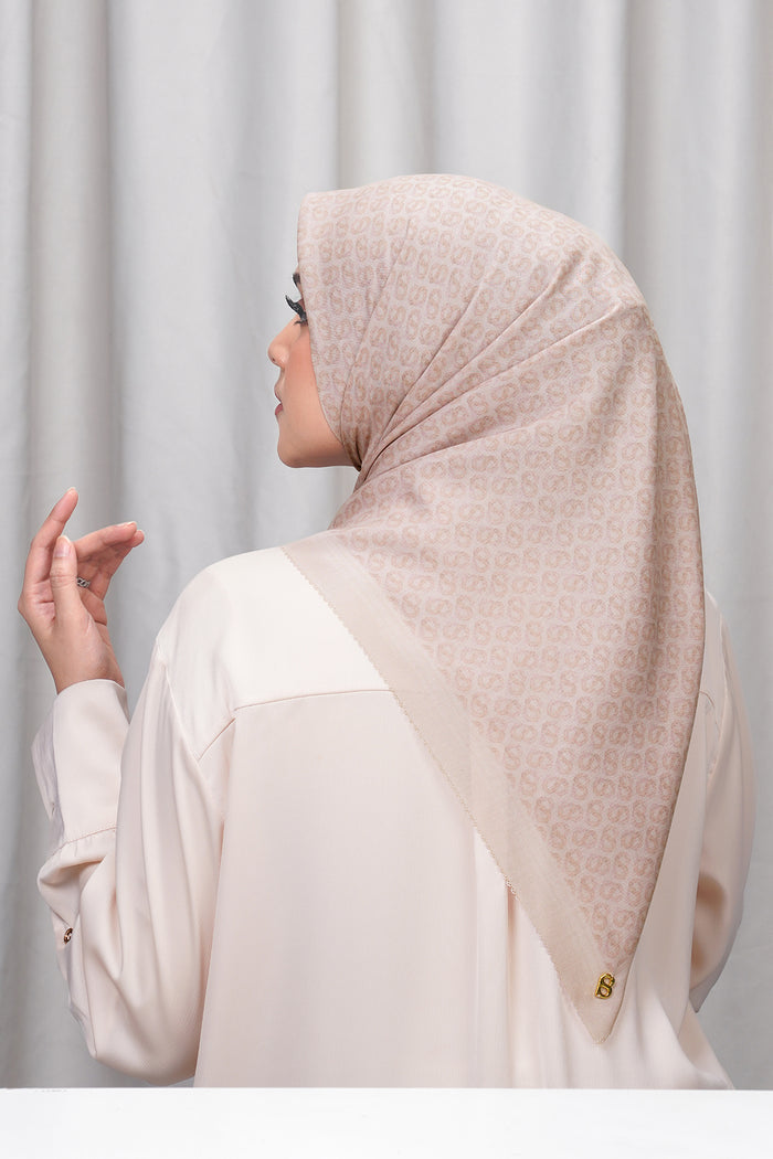 tapis de fleur square scarf in shell by buttonscarves back view