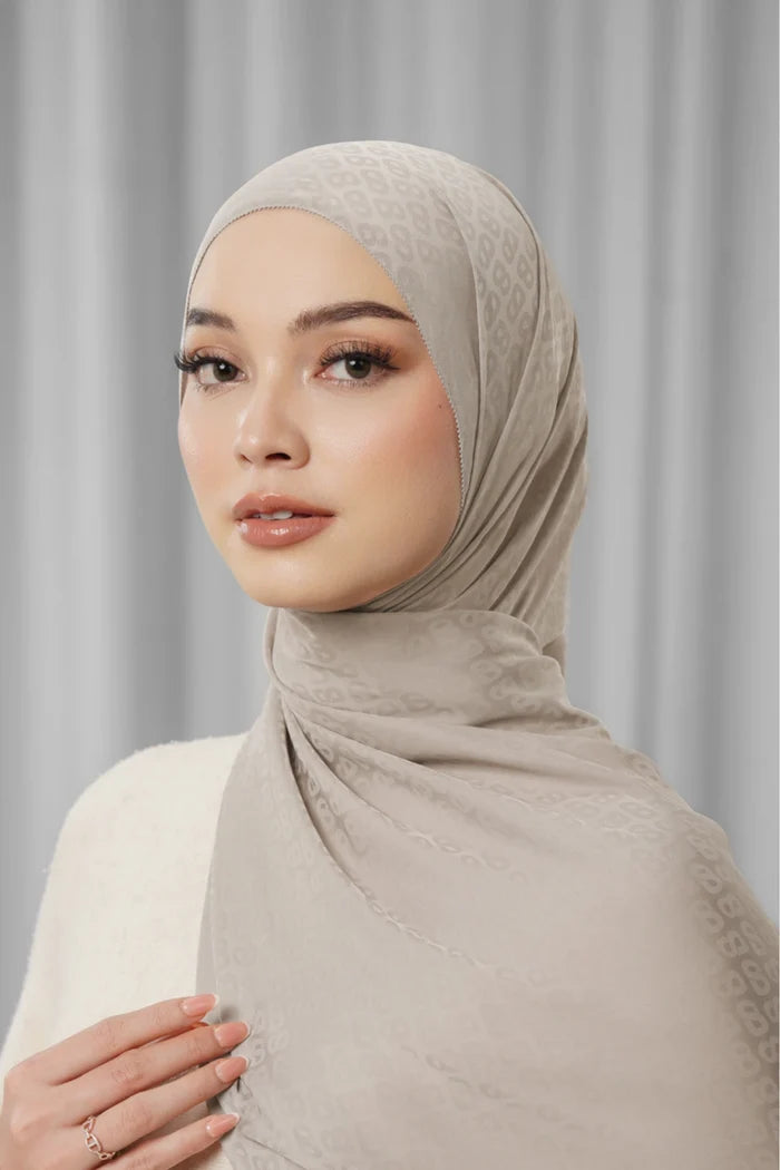 tapis satin jacquard shawl in satelite by buttonscarves