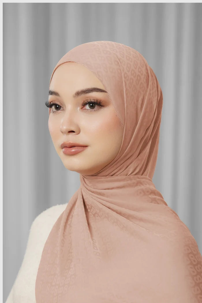 tapis satin jacquard shawl in sepia by buttonscarves