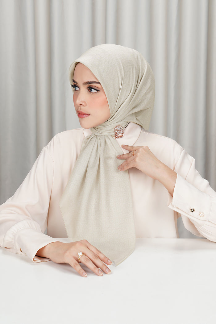 tapis square scarf in antique white by buttonscarves side view