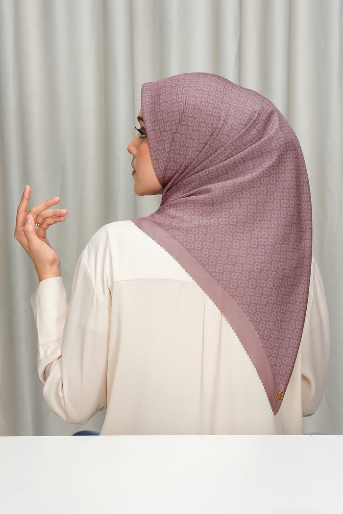 tapis square scarf in ash rose by buttonscarves back view