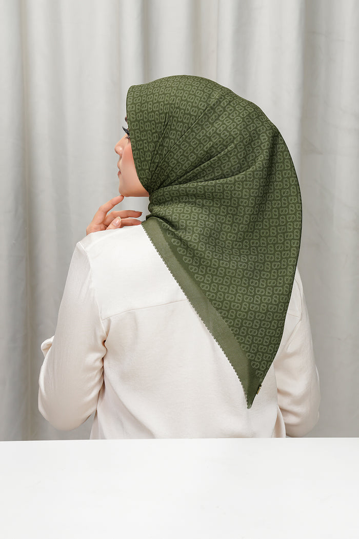 tapis square scarf in avocado by buttonscarves back view