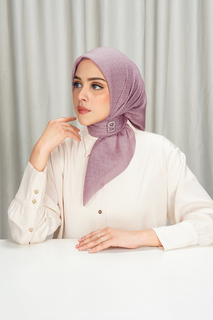 tapis square scarf in bridal rose by buttonscarves side view