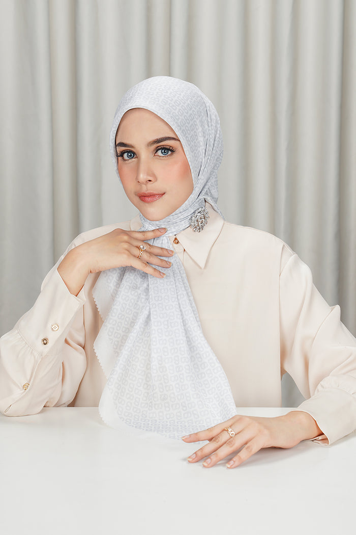tapis square scarf in bright white by buttonscarves front view
