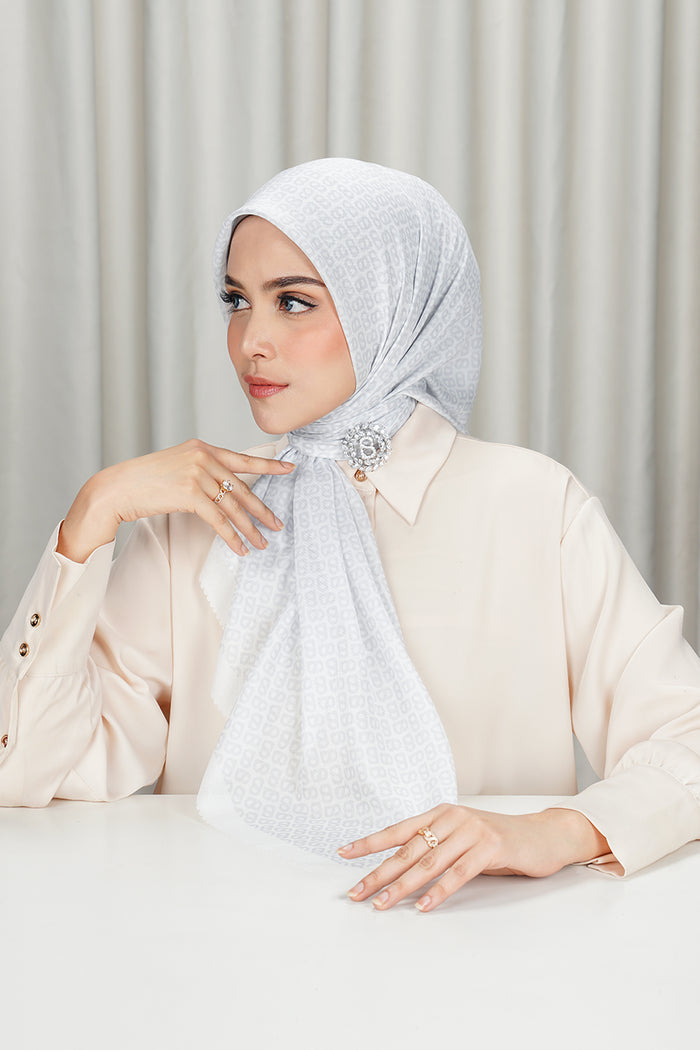 tapis square scarf in bright white by buttonscarves side view