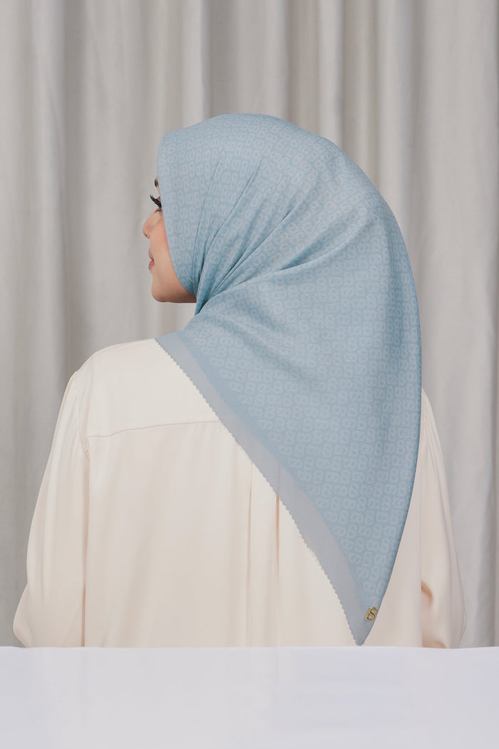 tapis square scarf in celestial blue by buttonscarves back view