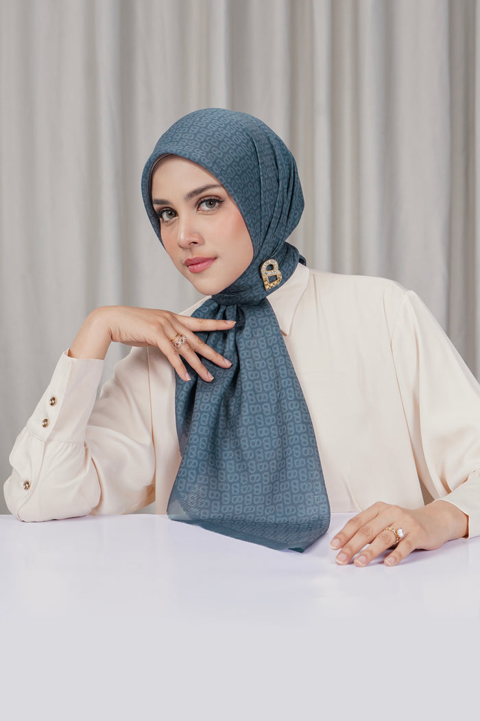 tapis square scarf in china blue by buttonscarves side view