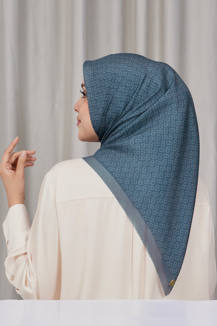 tapis square scarf in china blue by buttonscarves back view